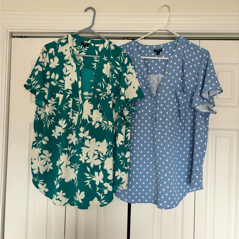Torrid Harper Studio Crepe de Chine Flutter Short Sleeve Blouse size 2